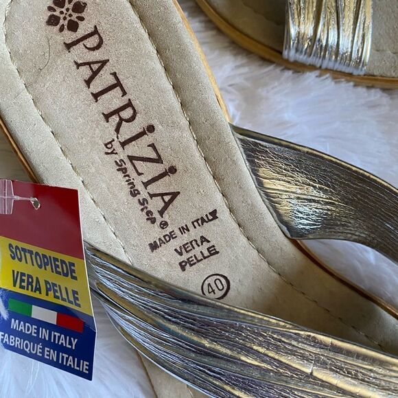 Patrizia by Spring Step Sandals Wedge NEW Silver Slip On Women’s Size 40 US 9 - Picture 2 of 8
